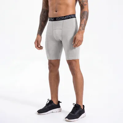Men'S Fashion Casual Summer Solid Color Letter Tight High Elastic Quick-Drying Sports Shorts