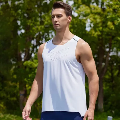 Men Fashion Casual Summer Solid Color Quick-Drying Breathable Sports Tank Top