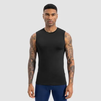 Men Fashion Casual Summer Solid Color Mesh Tight Breathable Quick-Drying Sleeveless Sports Tank Top