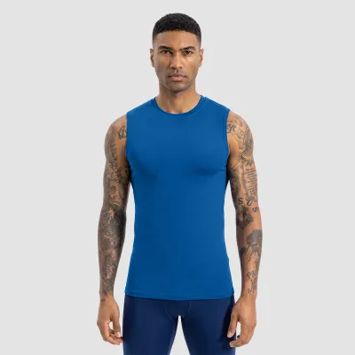 Men Fashion Casual Summer Solid Color Mesh Tight Breathable Quick-Drying Sleeveless Sports Tank Top