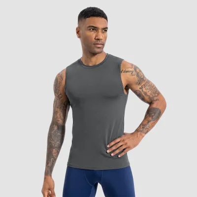 Men Fashion Casual Summer Solid Color Mesh Tight Breathable Quick-Drying Sleeveless Sports Tank Top