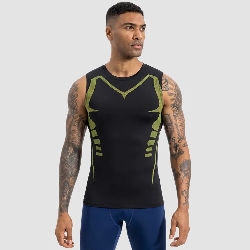 Men Fashion Casual Printed Quick-Drying Breathable Elastic Sleeveless Sports Tank Top