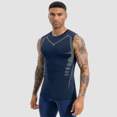 Men Fashion Casual Printed Quick-Drying Breathable Elastic Sleeveless Sports Tank Top