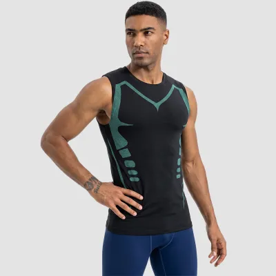 Men Fashion Casual Printed Quick-Drying Breathable Elastic Sleeveless Sports Tank Top