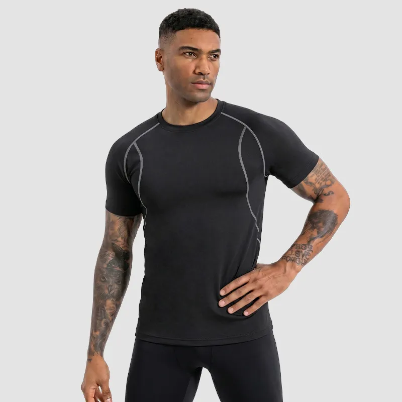 Men Fashion Casual Solid Color Summer Breathable Quick-Drying Short-Sleeve Sports T-Shirt