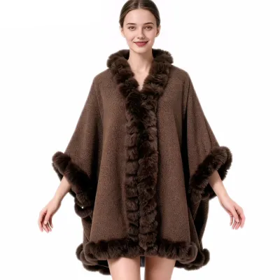 Women Fashion Autumn And Winter Imitation Rabbit Fur Shawl