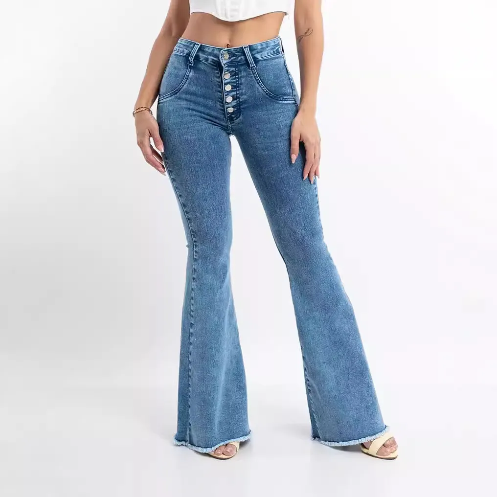 Women Fashion High Waist Stretch Flared Jeans