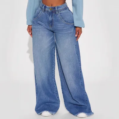 Women Casual Loose Wide Leg Jeans