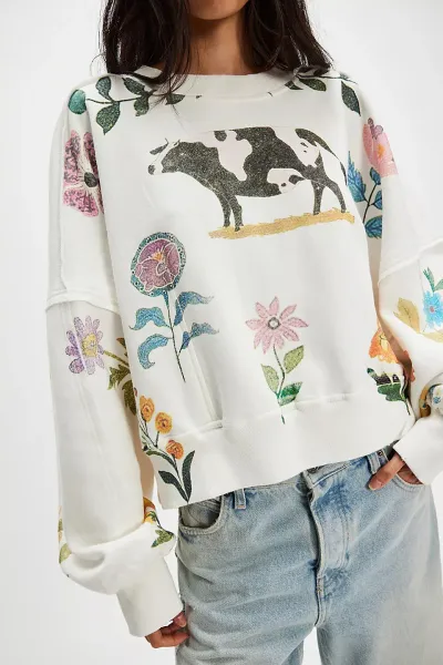 Women Fashion Casual Autumn And Winter Printed Loose Sweatshirt