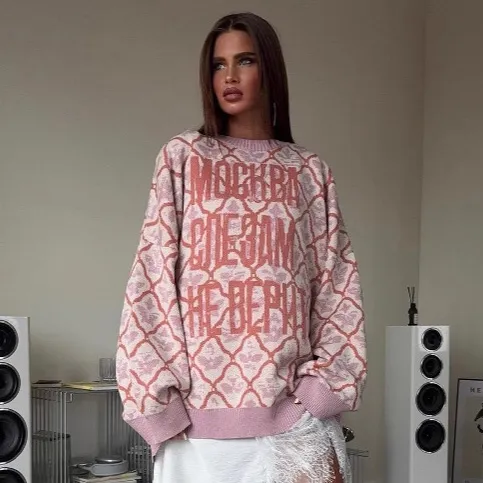 Women Fashion Casual Retro Autumn Letter Printed Long-Sleeve Loose Sweatshirt