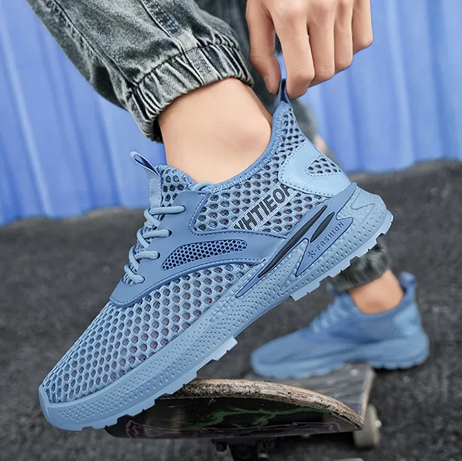 Men'S Fashion Casual Summer Hollow Mesh Thin Breathable Non-Slip Soft Sole Sneakers