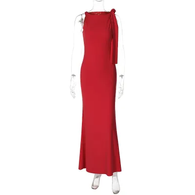 Women Fashion Solid Color Maxi Dress