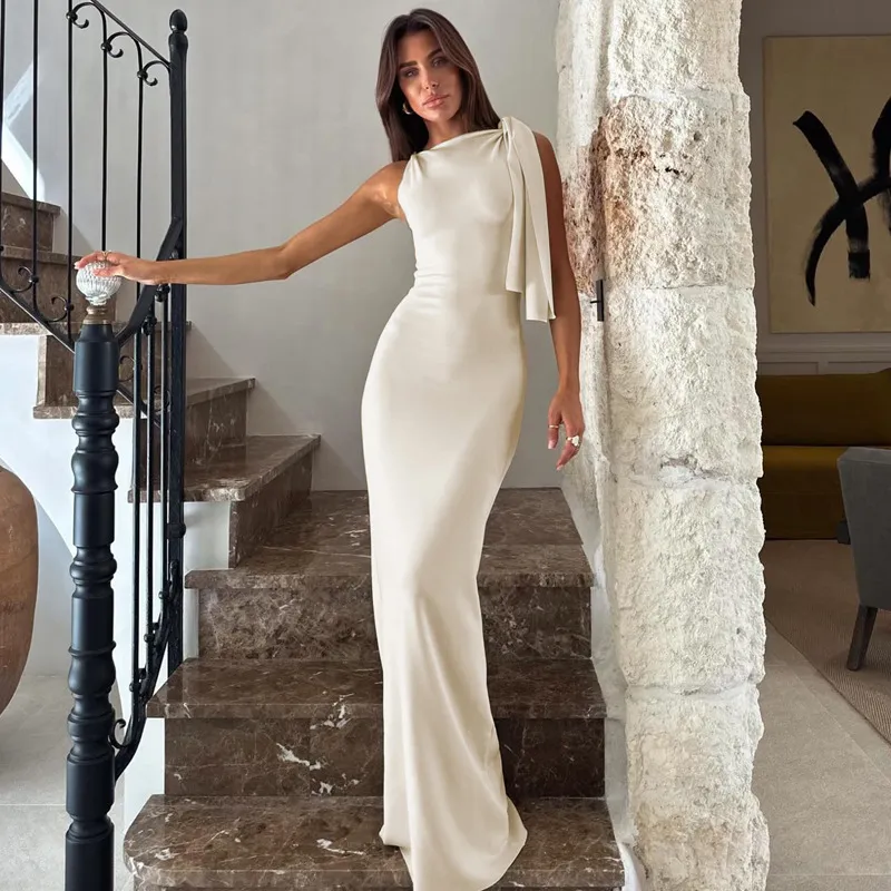 Women Fashion Solid Color Maxi Dress