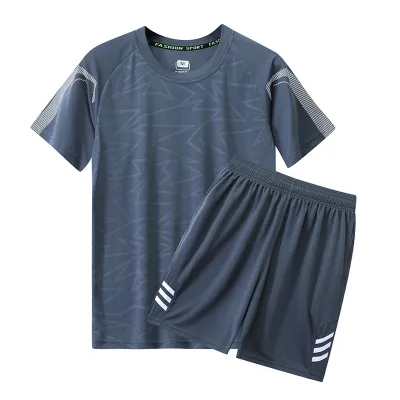 Men'S Fashion Casual Summer Quick-Drying Breathable Short-Sleeve T-Shirt Loose Shorts Sports Two-Piece Set