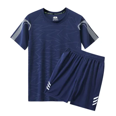 Men'S Fashion Casual Summer Quick-Drying Breathable Short-Sleeve T-Shirt Loose Shorts Sports Two-Piece Set