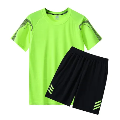 Men'S Fashion Casual Summer Quick-Drying Breathable Short-Sleeve T-Shirt Loose Shorts Sports Two-Piece Set
