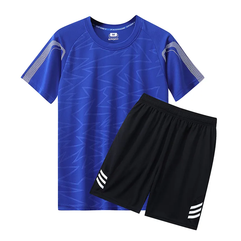 Men'S Fashion Casual Summer Quick-Drying Breathable Short-Sleeve T-Shirt Loose Shorts Sports Two-Piece Set