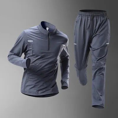 Men’S Fashion Casual Spring And Autumn Quick-Drying Long-Sleeve Loose Pants Sports Two-Piece Set