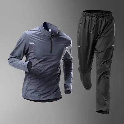 Men’S Fashion Casual Spring And Autumn Quick-Drying Long-Sleeve Loose Pants Sports Two-Piece Set