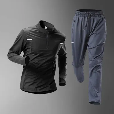 Men’S Fashion Casual Spring And Autumn Quick-Drying Long-Sleeve Loose Pants Sports Two-Piece Set