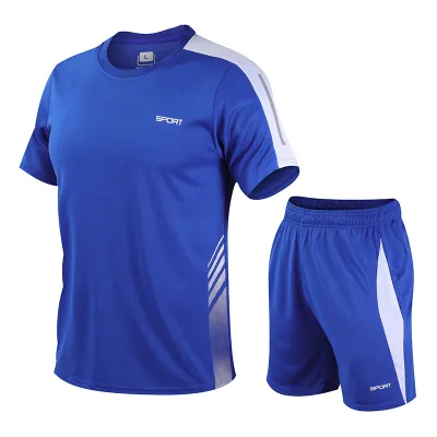 Men'S Fashion Casual Summer Printed Short-Sleeve T-Shirt Shorts Quick-Drying Sports Two-Piece Set