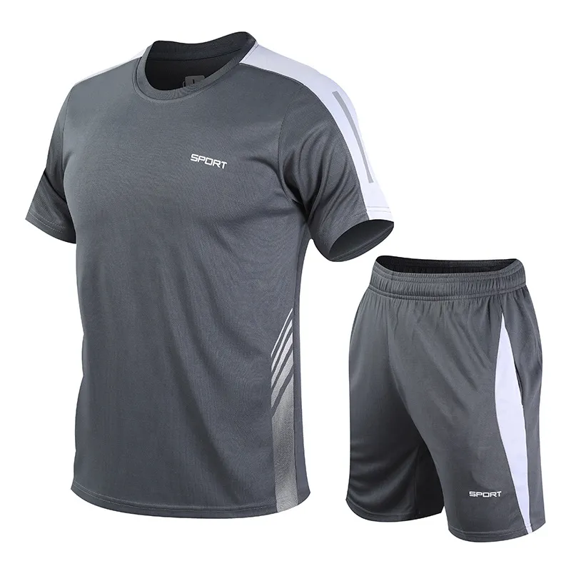 Men'S Fashion Casual Summer Printed Short-Sleeve T-Shirt Shorts Quick-Drying Sports Two-Piece Set