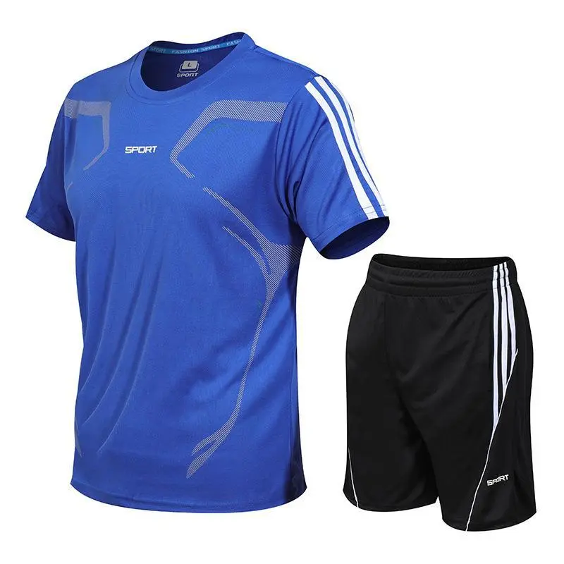 Men'S Fashion Casual Summer Quick-Drying Loose Short-Sleeve T-Shirt Shorts Sports Two-Piece Set