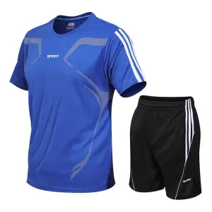 Men'S Fashion Casual Summer Quick-Drying Loose Short-Sleeve T-Shirt Shorts Sports Two-Piece Set