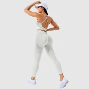 Women Fashion Casual Seamless Backless Bra Tight Pants Sports Two-Piece Set