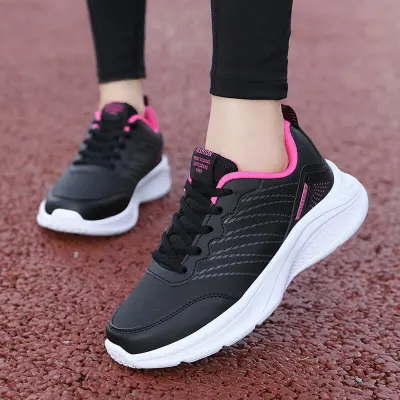 Women Fashion Casual Leather Soft Sole Non-Slip Sneakers