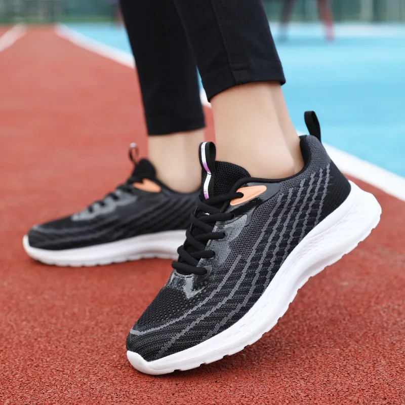 Women Fashion Casual Mesh Breathable Non-Slip Round Toe Lace-Up Sneakers