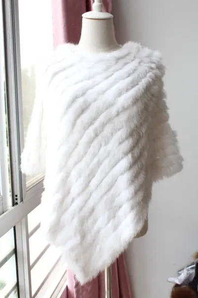 Women Fashion Real Rabbit Hair Triangle Shawl