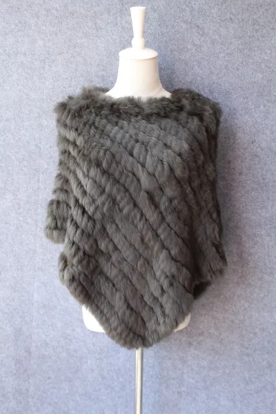 Women Fashion Real Rabbit Hair Triangle Shawl