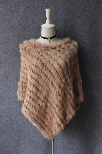 Women Fashion Real Rabbit Hair Triangle Shawl