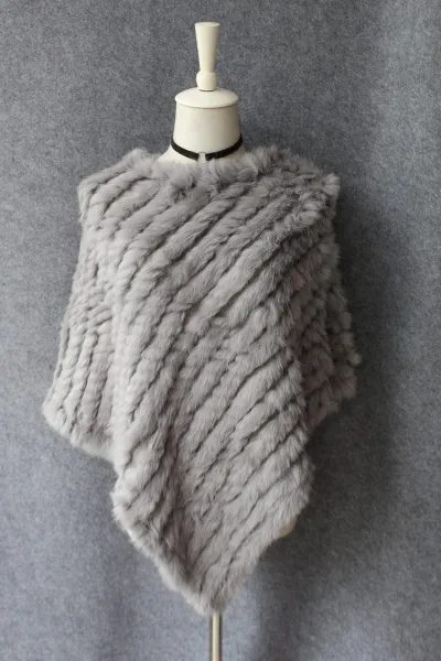 Women Fashion Real Rabbit Hair Triangle Shawl