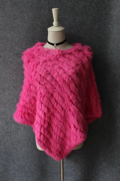 Women Fashion Real Rabbit Hair Triangle Shawl