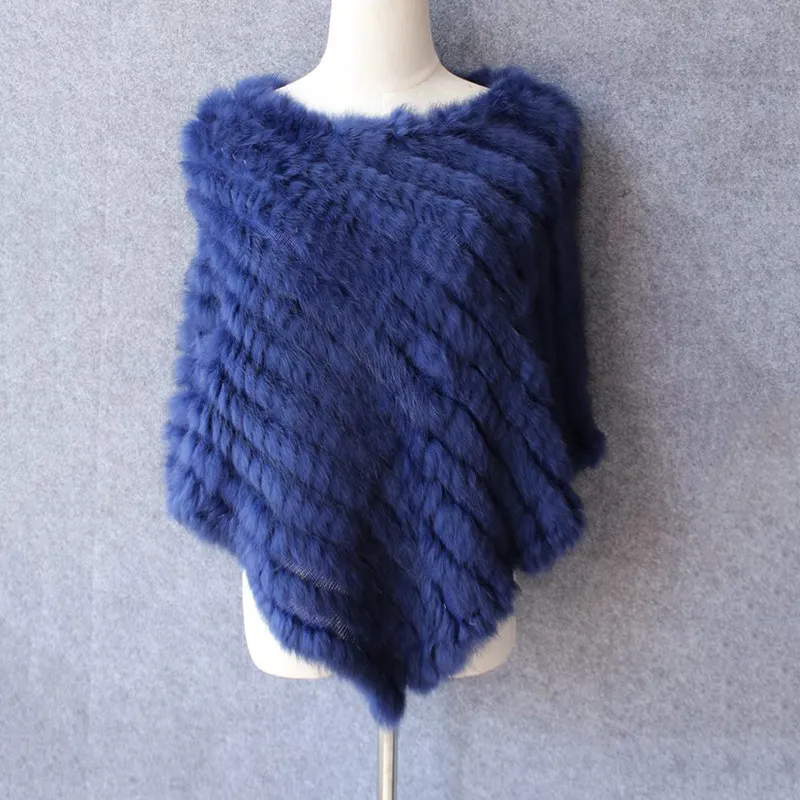 Women Fashion Real Rabbit Hair Triangle Shawl