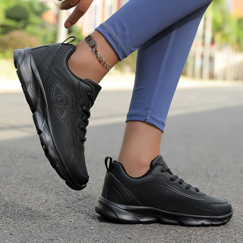 Women'S Fashion Casual Leather Waterproof Non-Slip Soft-Soled Sneakers