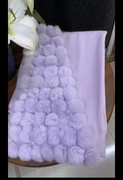 Women Fashion Solid Color Wool Real Rabbit Hair Shawl