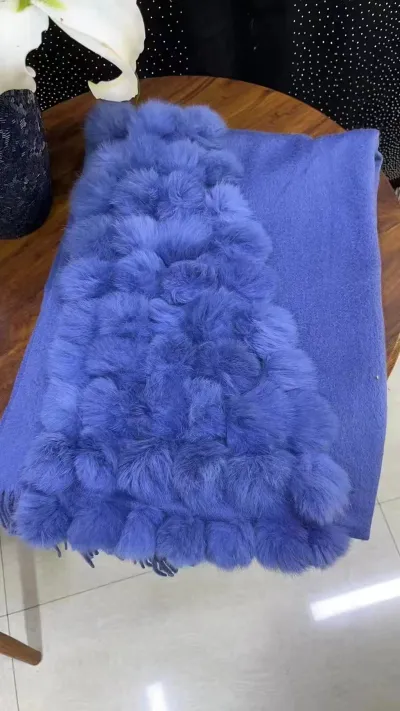 Women Fashion Solid Color Wool Real Rabbit Hair Shawl