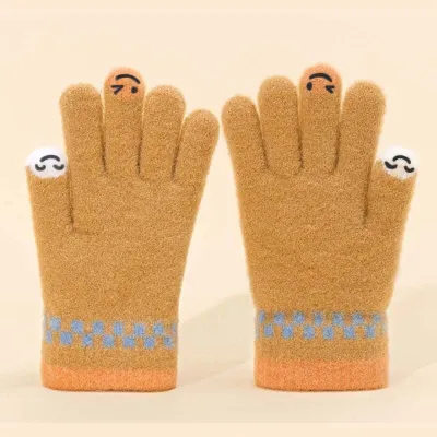Women Fashion Autumn And Winter Warm Touch Screen Five-Finger Plush Knitted Gloves