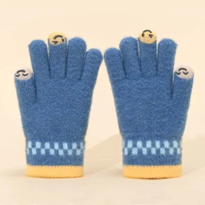 Women Fashion Autumn And Winter Warm Touch Screen Five-Finger Plush Knitted Gloves