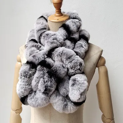Women Fashion Winter Thickened Warm Real Rex Rabbit Fur Scarf Shawl
