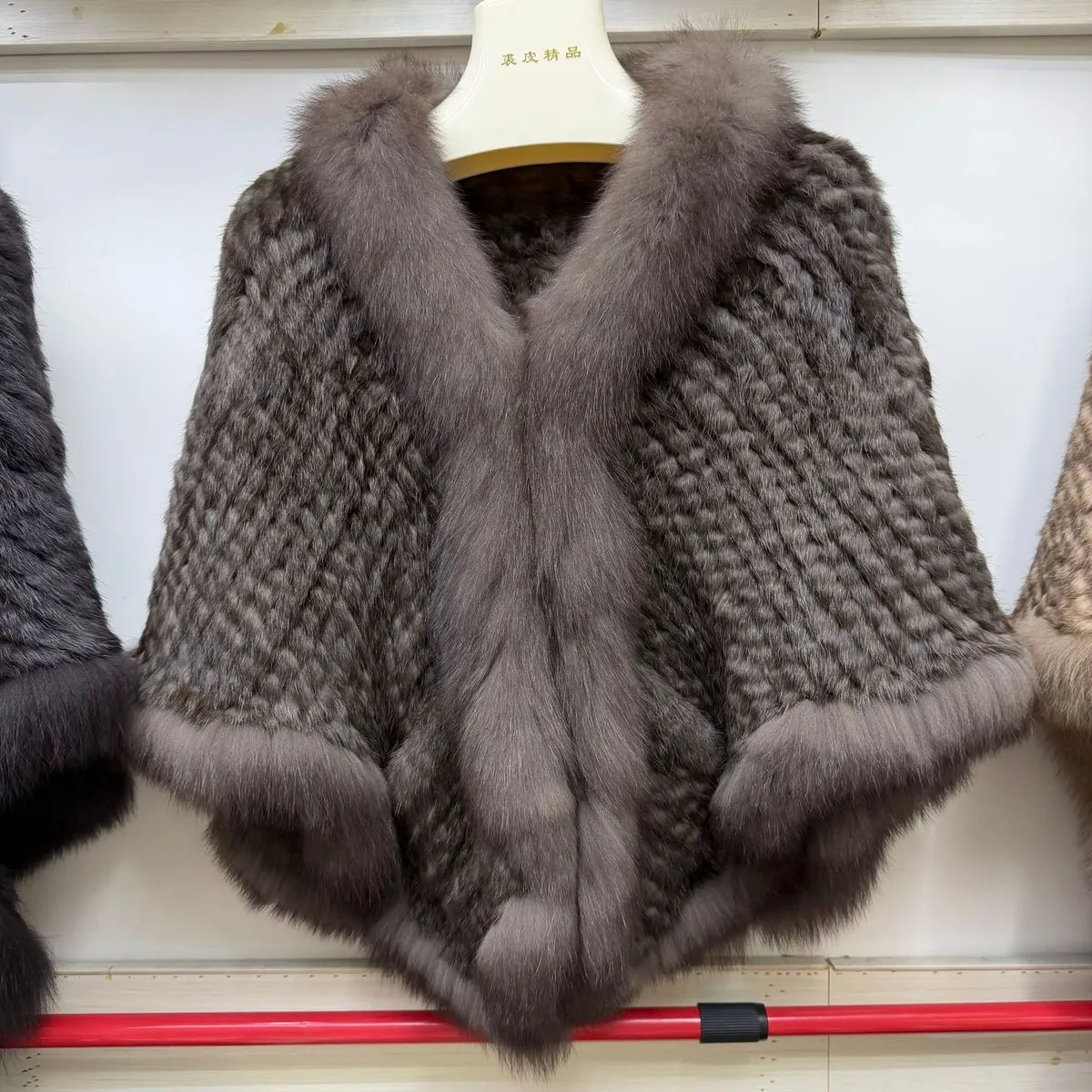 Women Fashion Elegant Solid Color 100% Real Rabbit Fur Woven Shawl