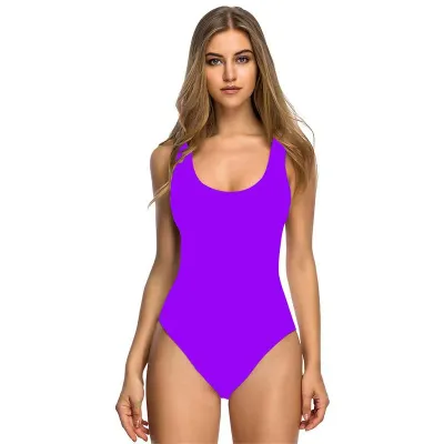 Women Simple Solid Color One-Piece Swimsuit