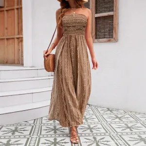 Women Fashion Casual Summer Ethnic Style Printed Wide Leg Jumpsuit