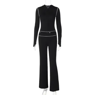 Women Fashion Casual Leopard Printed Long-Sleeve Hoodies High Waist Tight Pants Two-Piece Set