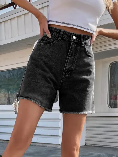 Women Fashion High Waist Denim Shorts