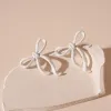 Silver Needle-White Bow Stud Earrings