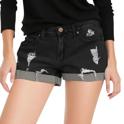 Street Women Fashion Ripped Denim Shorts